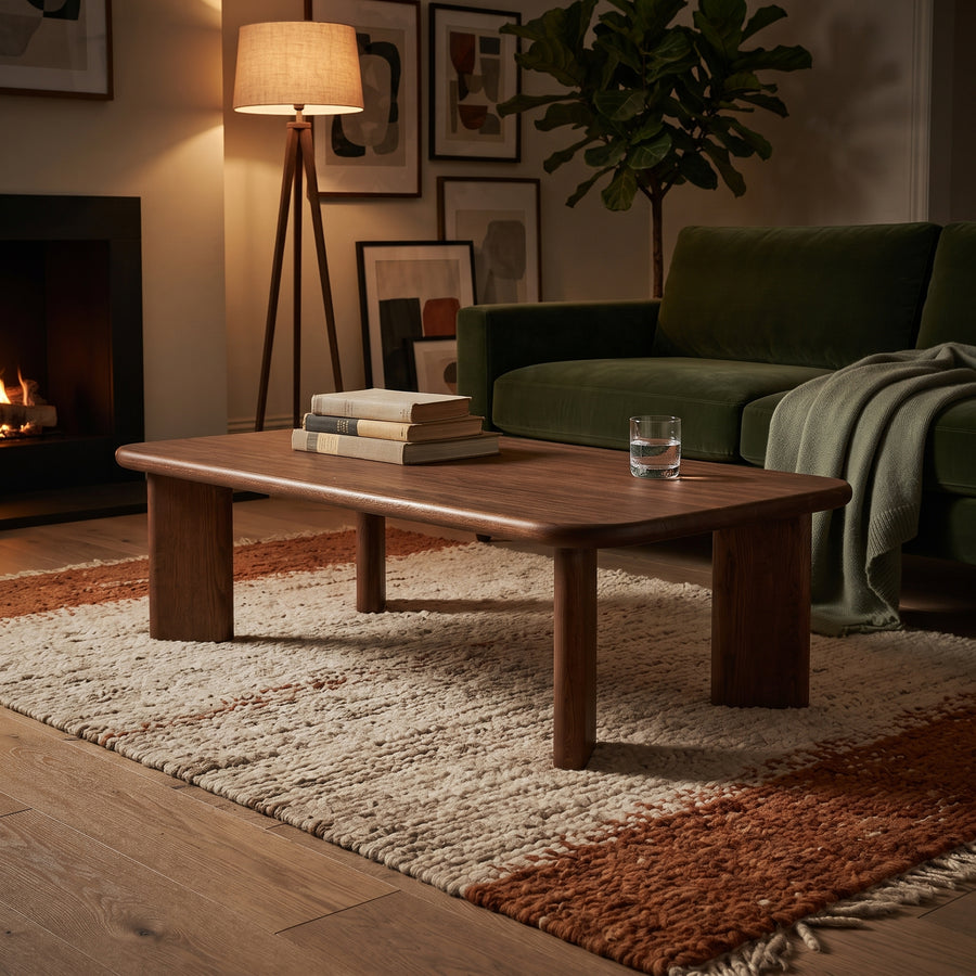 Liva Rectangular Walnut Coffee Table | Scandinavian Modern Design