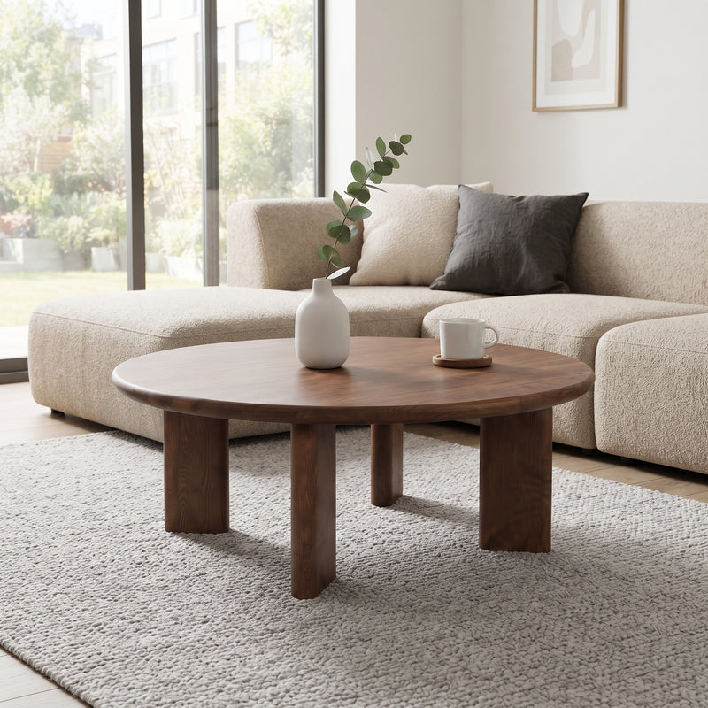 Liva Round Walnut Coffee Table | Scandinavian Modern Design