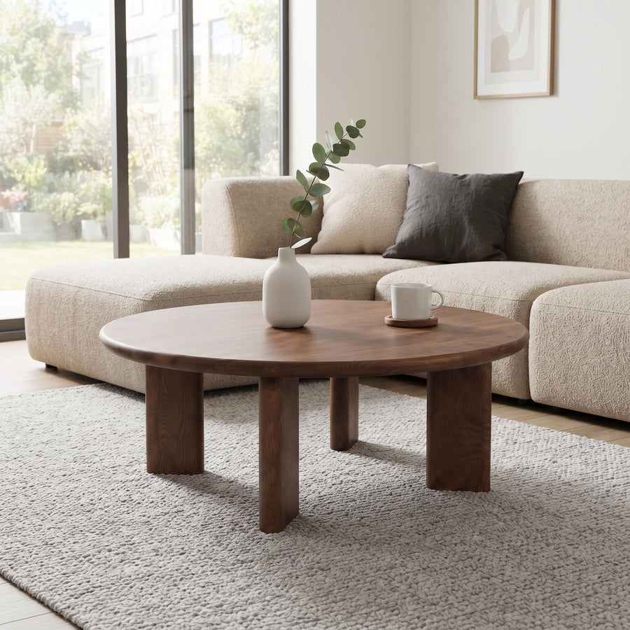 Liva Round Walnut Coffee Table | Scandinavian Modern Design