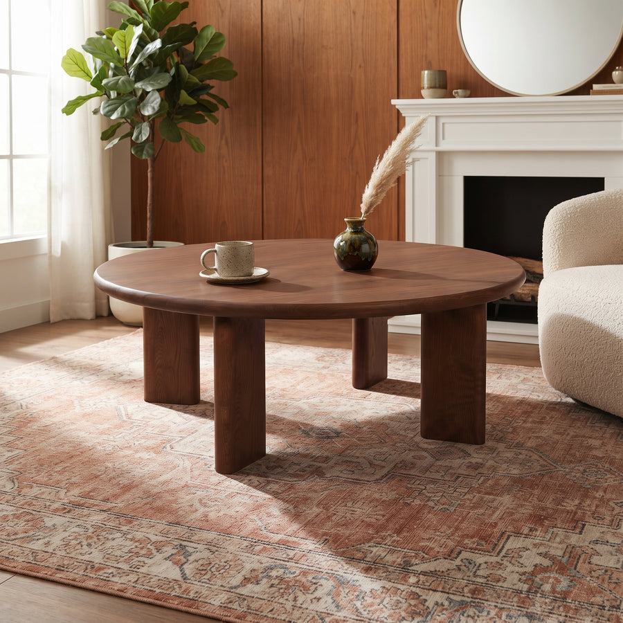 Liva Round Walnut Coffee Table | Scandinavian Modern Design