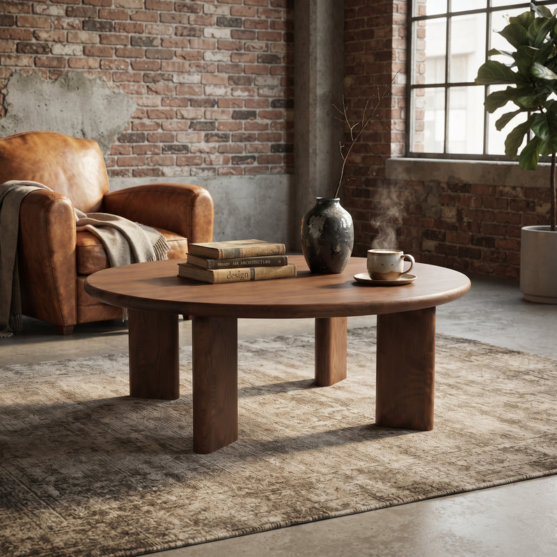 Liva Round Walnut Coffee Table | Scandinavian Modern Design
