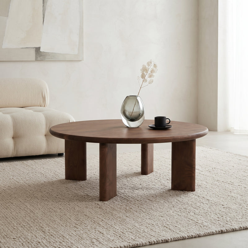 Liva Round Walnut Coffee Table | Scandinavian Modern Design