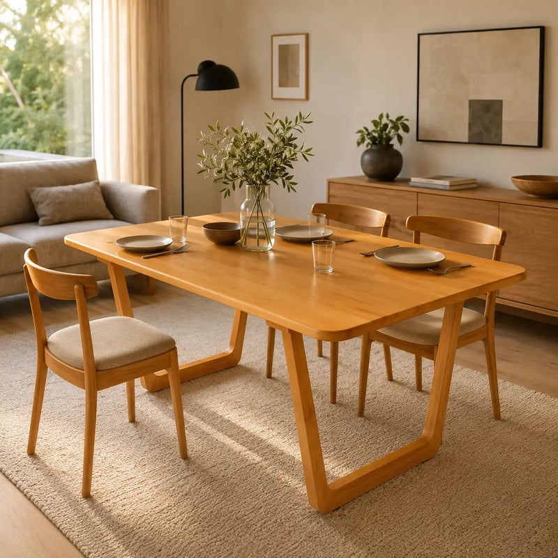 Lucia Dining Table For 8 | Rectangle Solid Beech Wood Mozilya