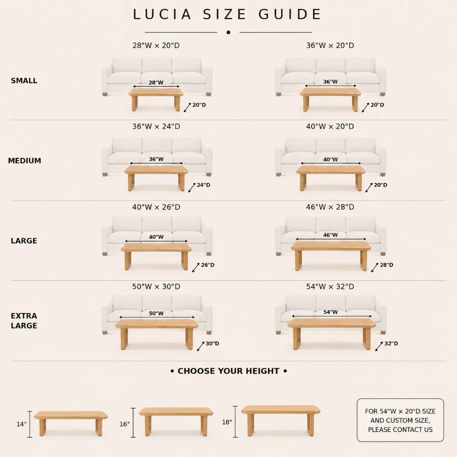 Lucia Solid Beech Wood Rectangular Coffee Table | Modern Design