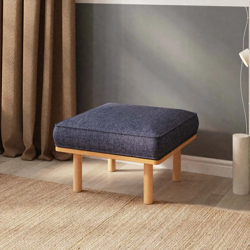 Luma Solid Beech Wood Upholstered Ottoman