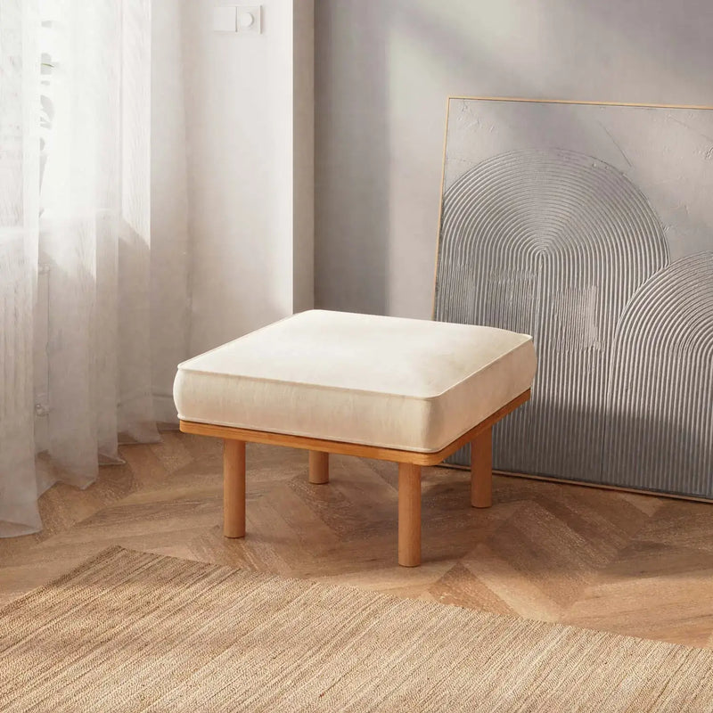 Luma Solid Beech Wood Upholstered Ottoman