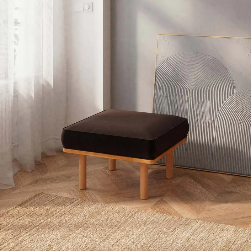 Luma Solid Beech Wood Upholstered Ottoman