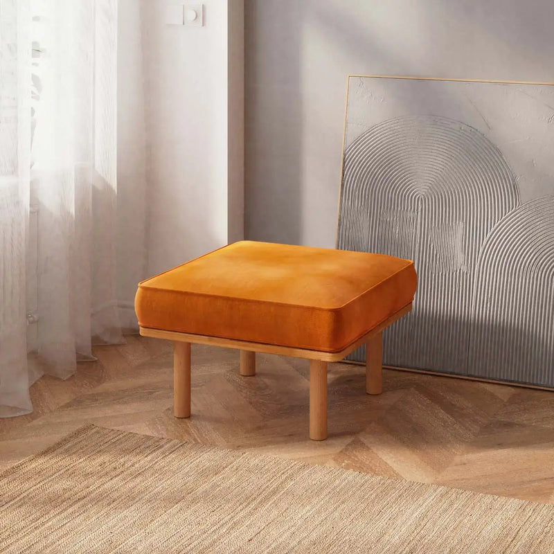 Luma Solid Beech Wood Upholstered Ottoman