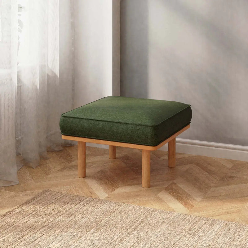 Luma Solid Beech Wood Upholstered Ottoman
