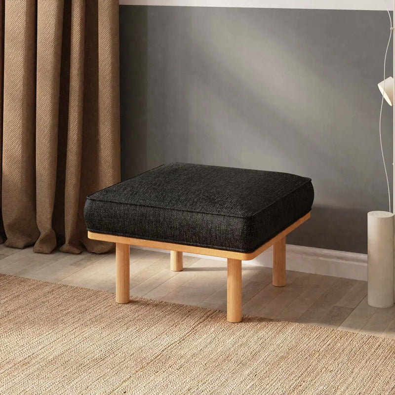 Luma Solid Beech Wood Upholstered Ottoman