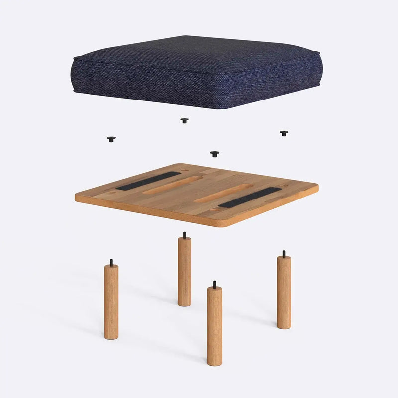 Luma Solid Beech Wood Upholstered Ottoman