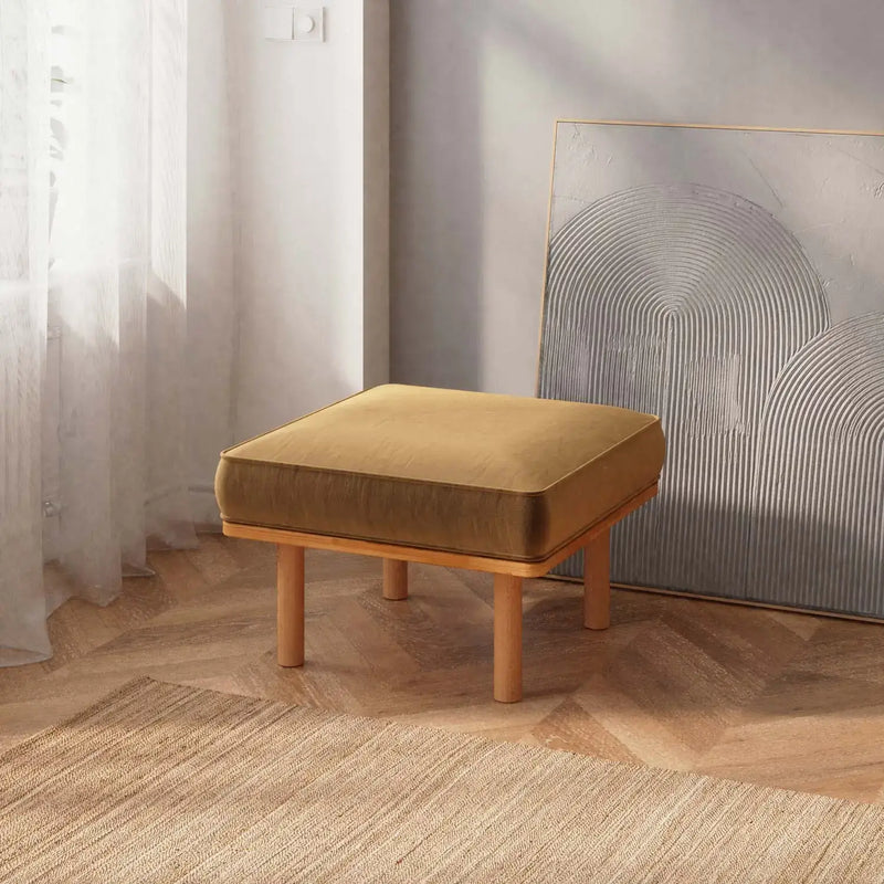 Luma Solid Beech Wood Upholstered Ottoman