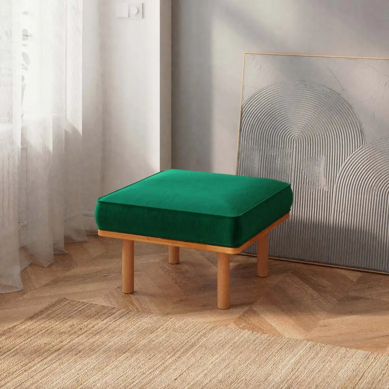 Luma Solid Beech Wood Upholstered Ottoman