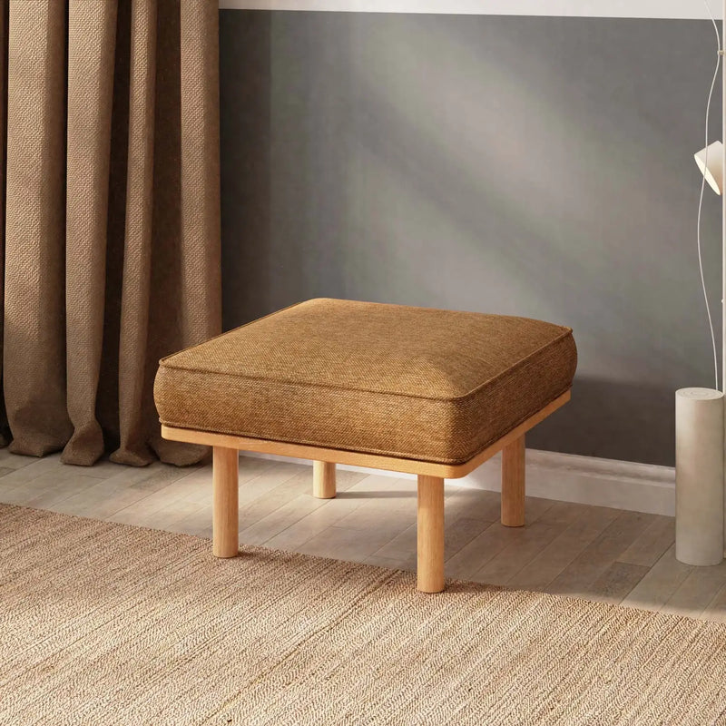 Luma Solid Beech Wood Upholstered Ottoman