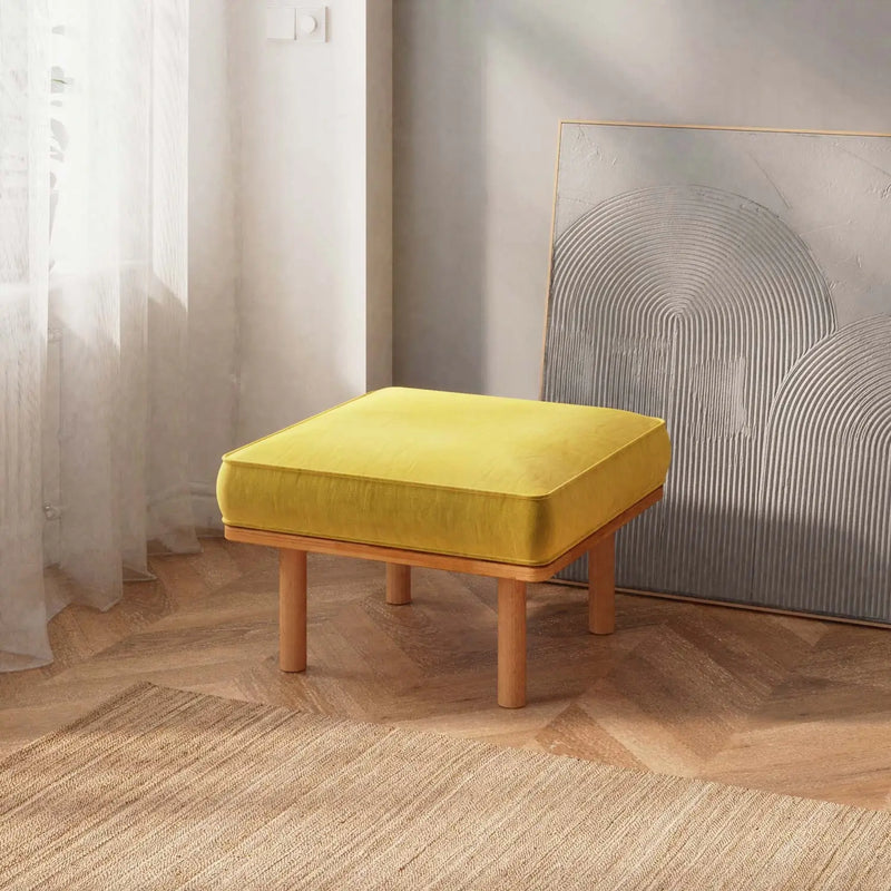 Luma Solid Beech Wood Upholstered Ottoman