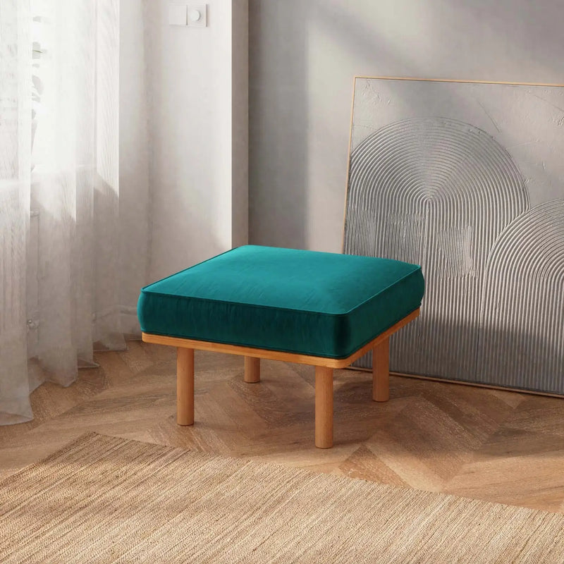 Luma Solid Beech Wood Upholstered Ottoman