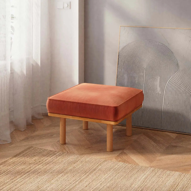 Luma Solid Beech Wood Upholstered Ottoman