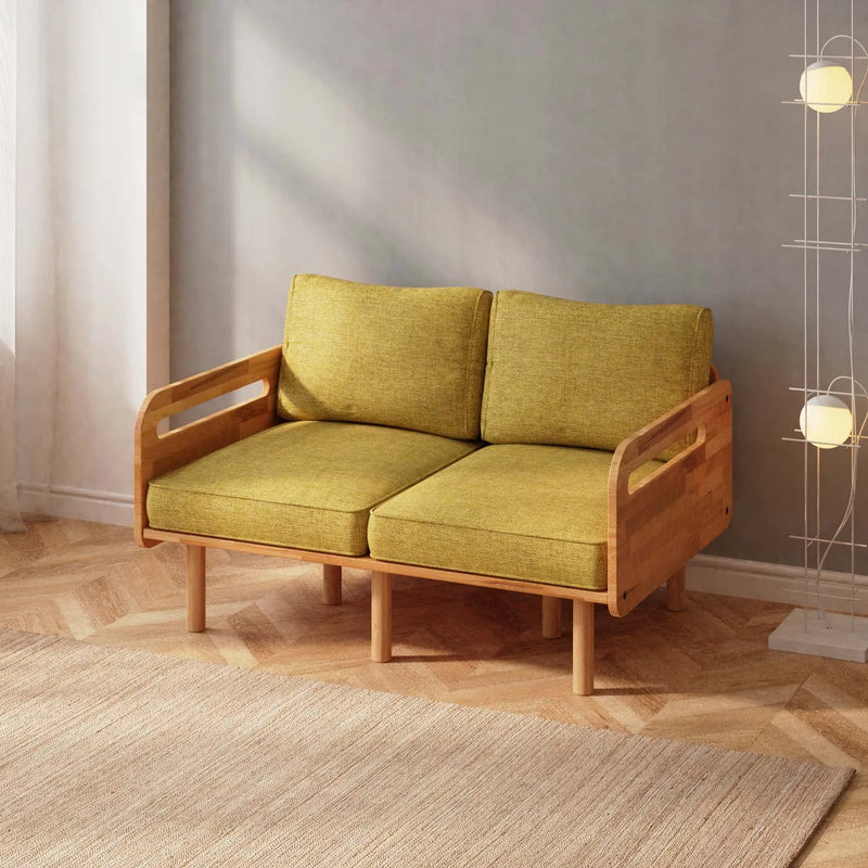 Lumen Solid Beech Wood Loveseat | Upholstered 2-Seater Sofa