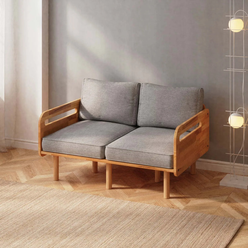 Lumen Solid Beech Wood Loveseat | Upholstered 2-Seater Sofa