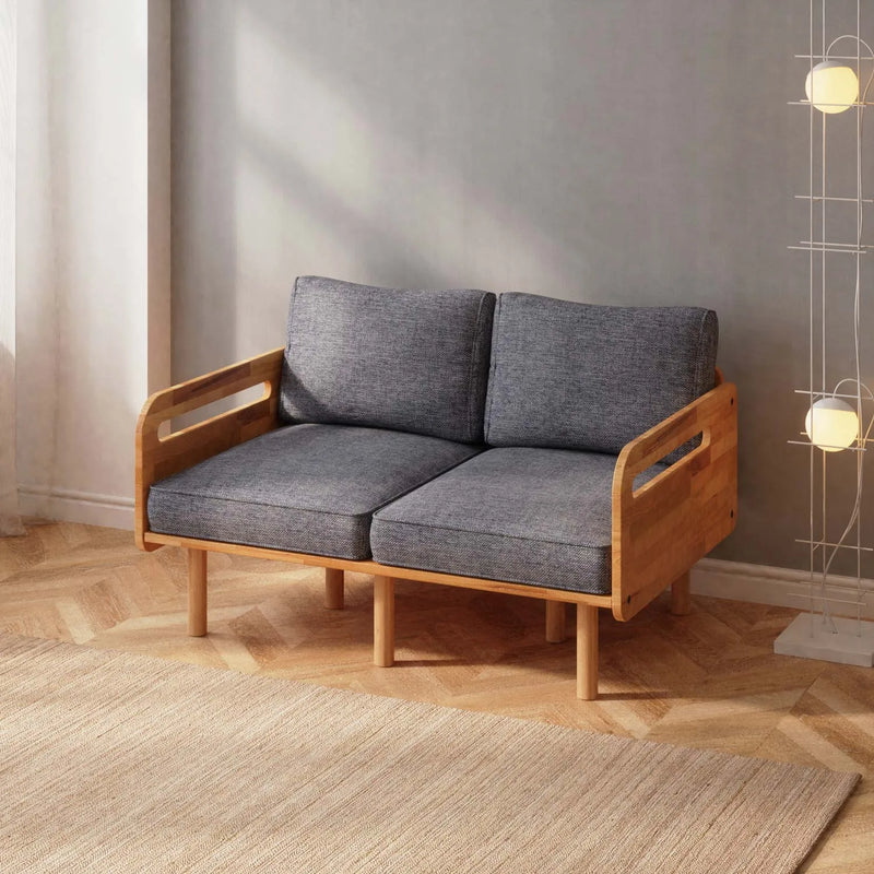 Lumen Solid Beech Wood Loveseat | Upholstered 2-Seater Sofa