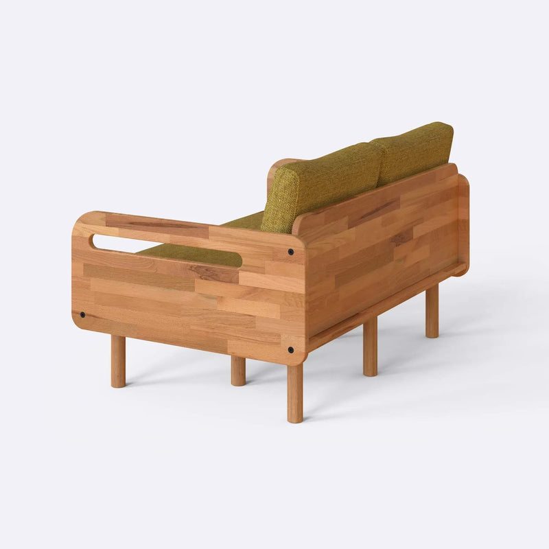 Lumen Solid Beech Wood Loveseat | Upholstered 2-Seater Sofa