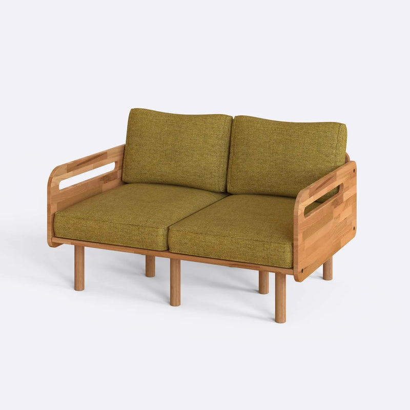 Lumen Solid Beech Wood Loveseat | Upholstered 2-Seater Sofa