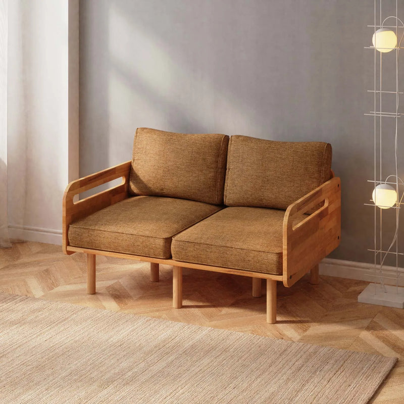 Lumen Solid Beech Wood Loveseat | Upholstered 2-Seater Sofa