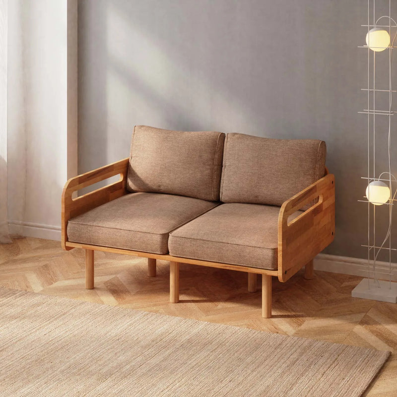 Lumen Solid Beech Wood Loveseat | Upholstered 2-Seater Sofa