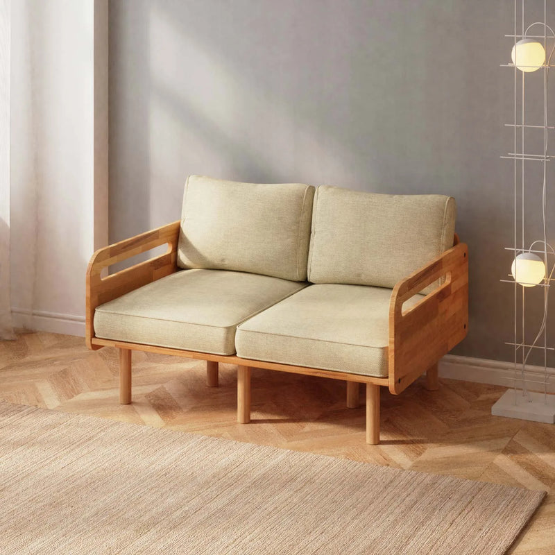 Lumen Solid Beech Wood Loveseat | Upholstered 2-Seater Sofa
