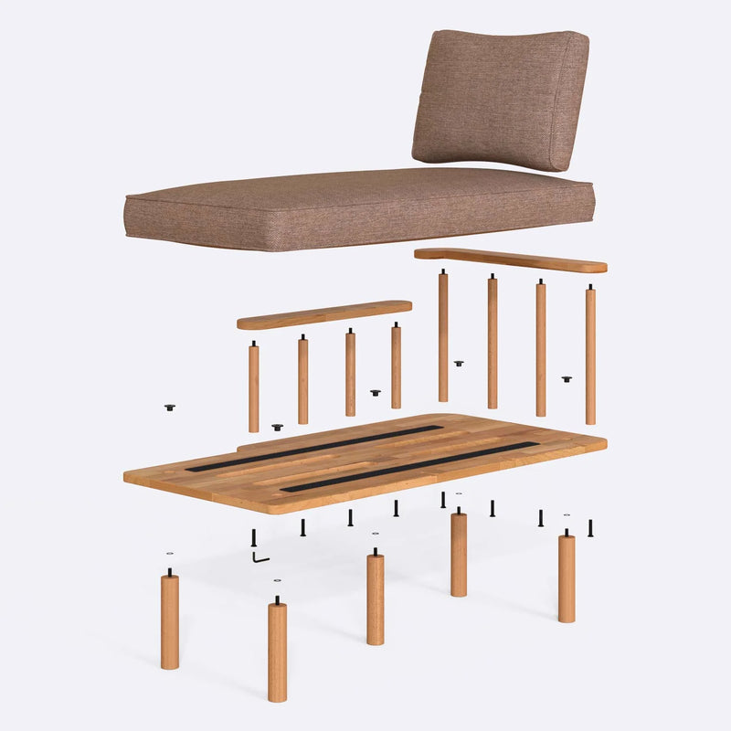 Lumo Solid Beech Wood Chaise Lounge | Upholstered Lounge Chair