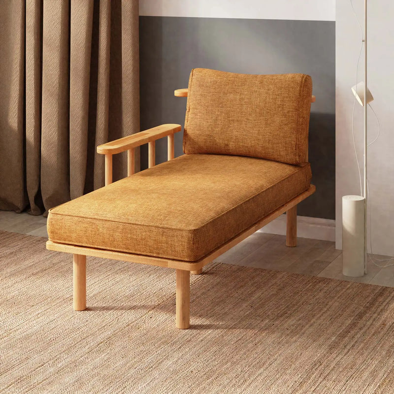 Lumo Solid Beech Wood Chaise Lounge | Upholstered Lounge Chair