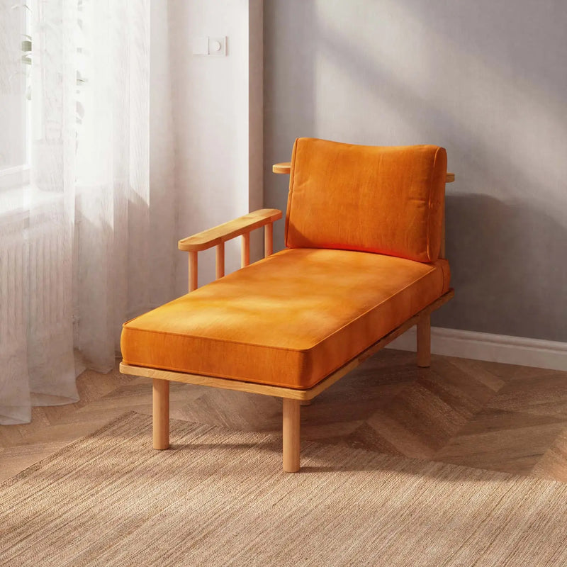 Lumo Solid Beech Wood Chaise Lounge | Upholstered Lounge Chair