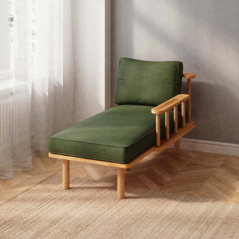 Lumo Solid Beech Wood Chaise Lounge | Upholstered Lounge Chair