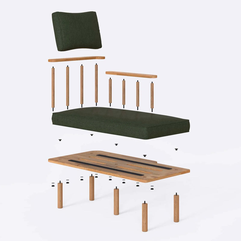 Lumo Solid Beech Wood Chaise Lounge | Upholstered Lounge Chair