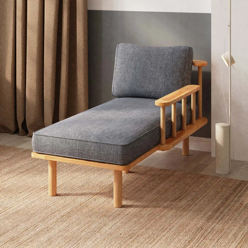 Lumo Solid Beech Wood Chaise Lounge | Upholstered Lounge Chair