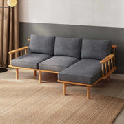 Lumo Solid Beech Wood Double Corner Sofa | 2-Seater Chaise Lounge Demontha