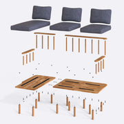 Lumo Solid Beech Wood Double Corner Sofa | 2-Seater Chaise Lounge Demontha