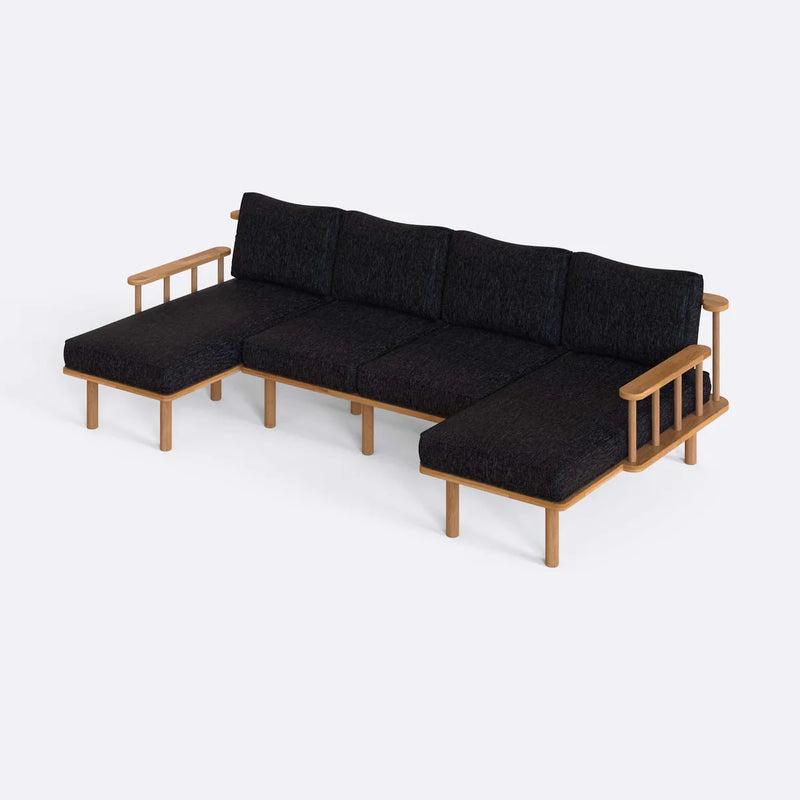 Lumo Solid Beech Wood Double Corner U Shaped Sofa | Upholstered Sectional Sofa