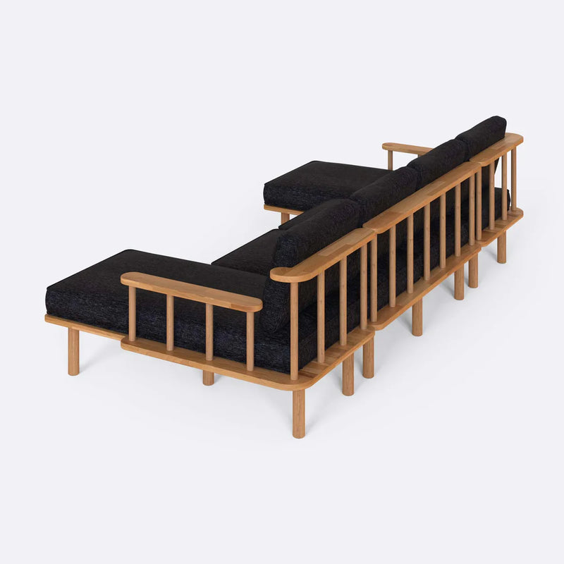 Lumo Solid Beech Wood Double Corner U Shaped Sofa | Upholstered Sectional Sofa