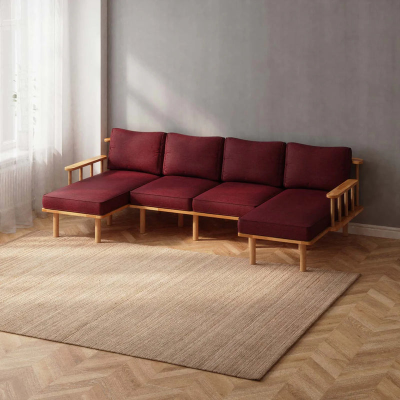 Lumo Solid Beech Wood Double Corner U Shaped Sofa | Upholstered Sectional Sofa