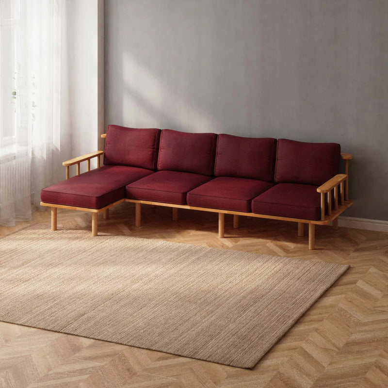 Lumo Solid Beech Wood Triple Corner Sofa | 3-Seater Chaise Lounge