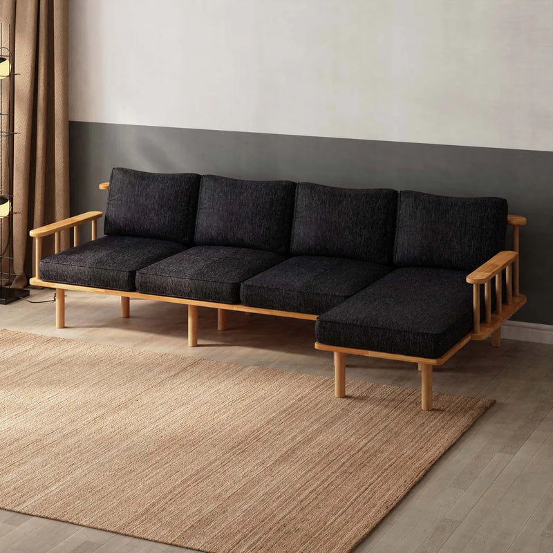 Lumo Solid Beech Wood Triple Corner Sofa | 3-Seater Chaise Lounge