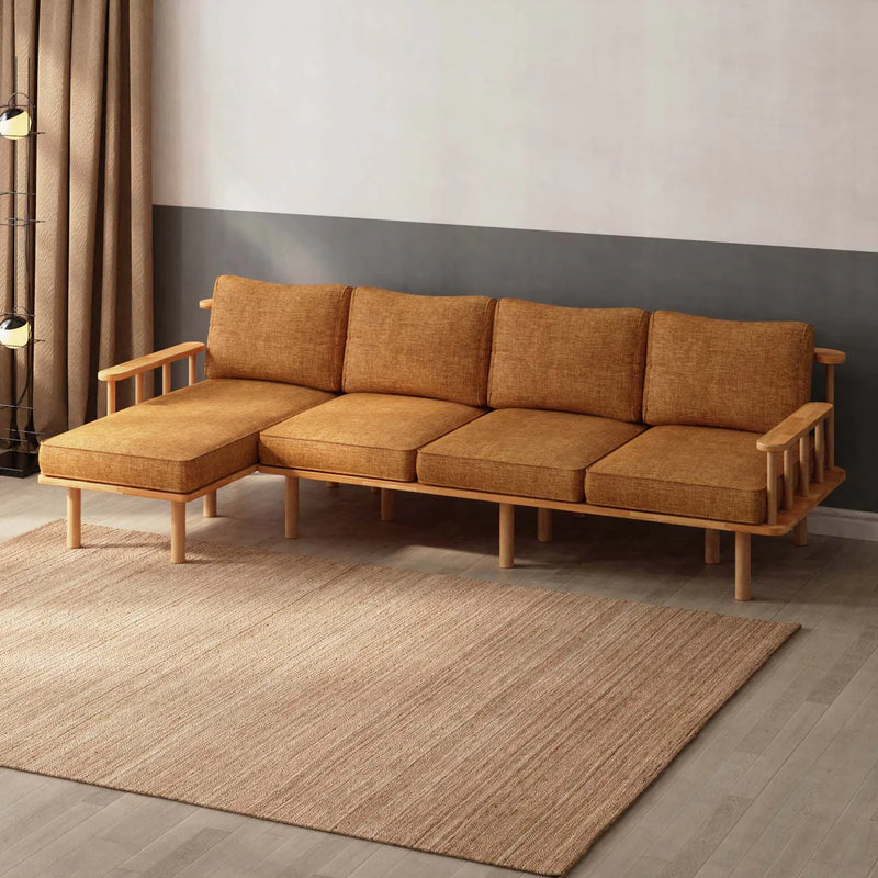 Lumo Solid Beech Wood Triple Corner Sofa | 3-Seater Chaise Lounge