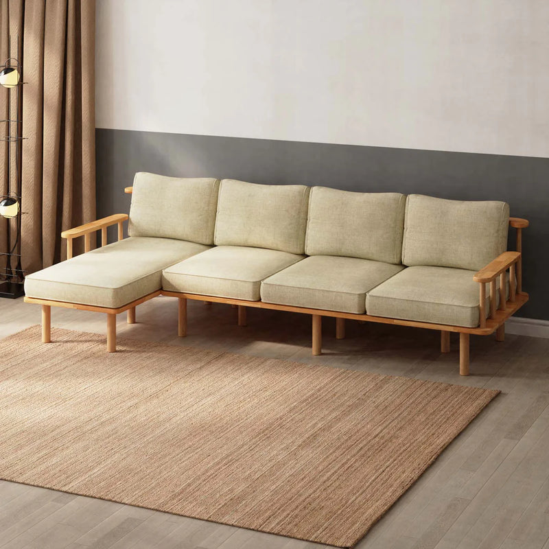 Lumo Solid Beech Wood Triple Corner Sofa | 3-Seater Chaise Lounge
