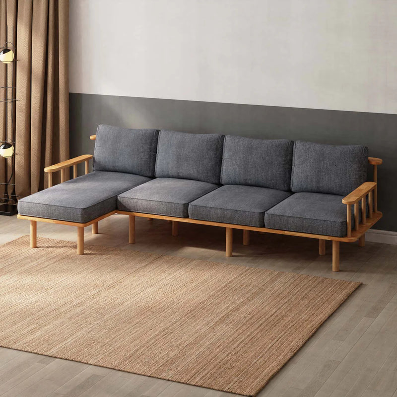 Lumo Solid Beech Wood Triple Corner Sofa | 3-Seater Chaise Lounge
