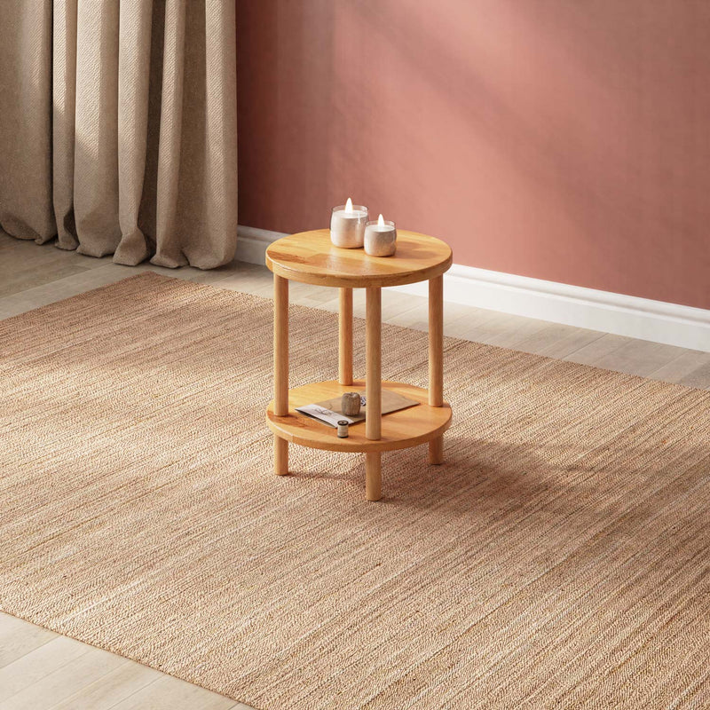 Front view of the Lynn Beech Wood Small End Table, showcasing its minimalist design and smooth wood finish.