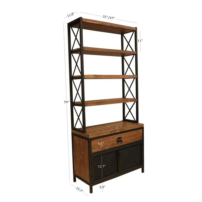 Detail of the lower cabinet of the Madison Bookcase, designed for hidden storage.