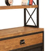 Angled view of the Madison Bookcase with Cabinet, highlighting its blend of wood and iron elements