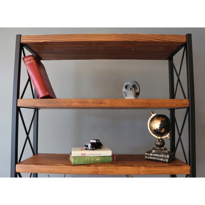 Close-up of the iron frame on the Madison Bookcase, emphasizing its strong, industrial look.