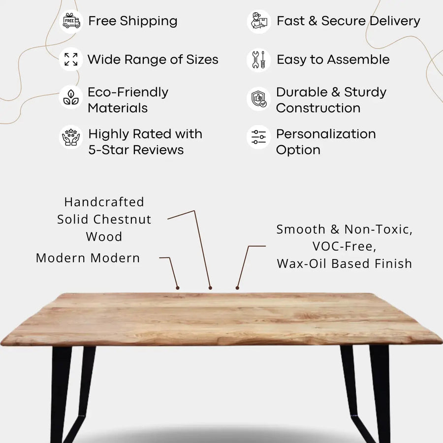 Marcel Chestnut Dining Room Table | Industrial Design Mozilya
